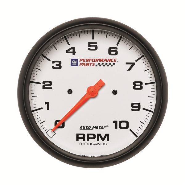 5" IN-DASH TACHOMETER, 0-10,000 RPM, GM WHITE